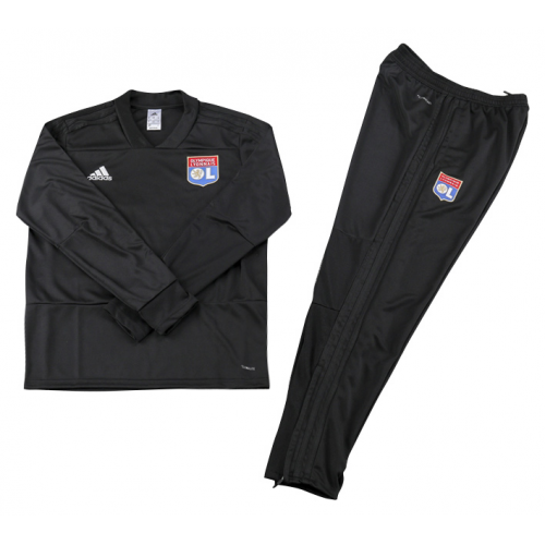 Kids Olympique Lyon 18/19 Sweat Top Tracksuit Black With Pants